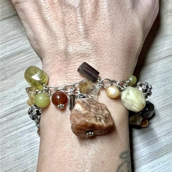 Vintage Designer Silpada Sterling Silver Multi Stone Cha Cha Toggle Bracelet, 8” - Picture 6 of 6